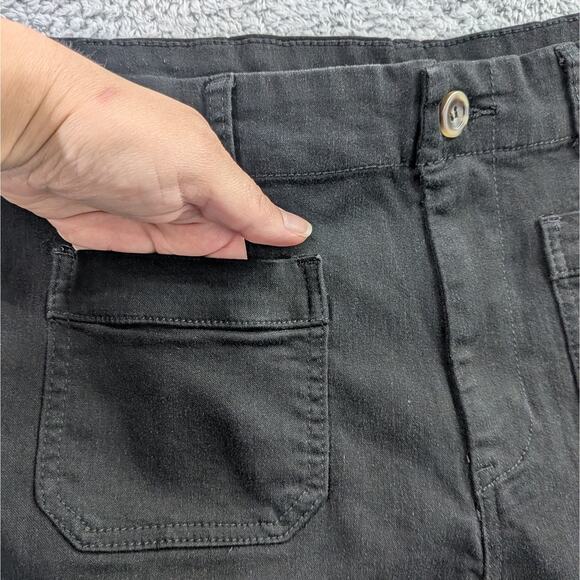 Lark + Grey Cropped Pull-On Black Cropped Wide Leg Pants Size 18 Stretch Cargo - Picture 3 of 13